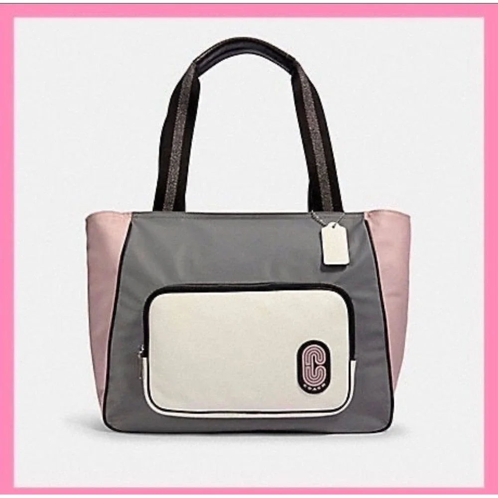 COACH Court Tote Purse Bag &  Matching 3 PIECE Pouch Set & Card Case Bundle NEW